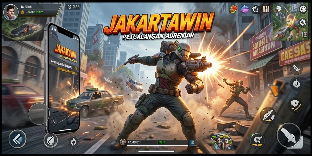 Tampilan gameplay mendebarkan dari JAKARTAWIN yang penuh aksi.