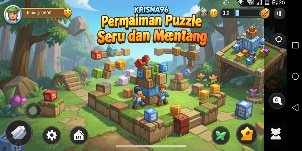 Gameplay KRISNA96 yang seru dan menantang saat menyusun puzzle.