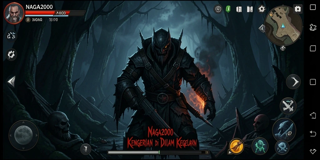 Screenshot menampilkan ketegangan gameplay NAGA2000 yang mendalam.