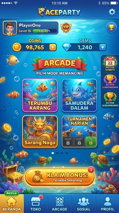 Screenshot dari proses unduh aplikasi di aceparty.